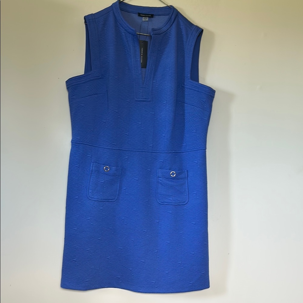 Tommy Hilfiger Royal Blue Textured Sleeveless Mini Dress